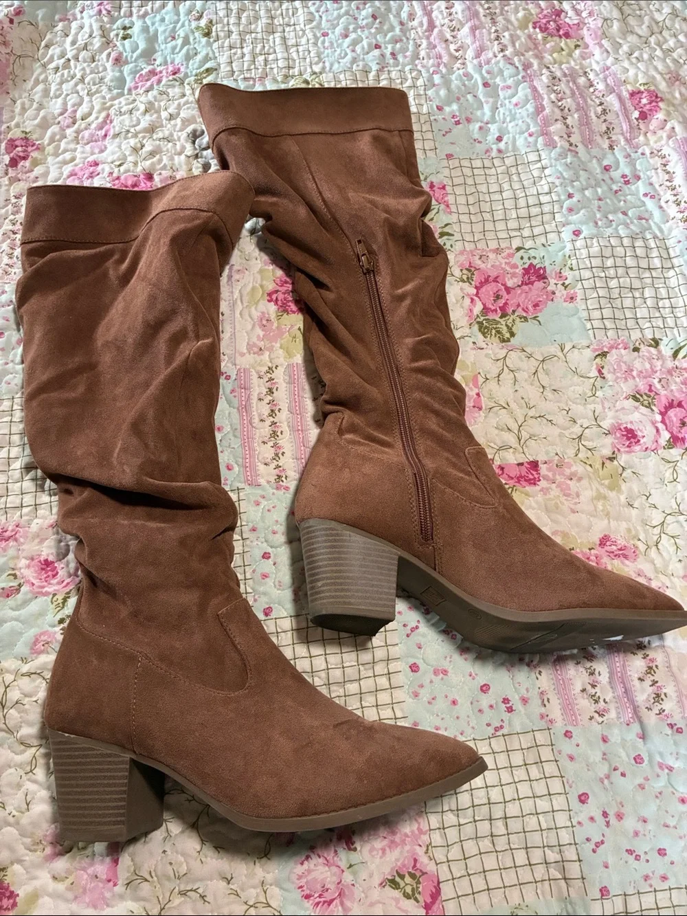 Time and Tru Brown Knee High Block Heel Boots